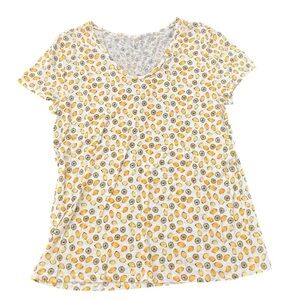 LOFT Yellow and Gray Polka Dot Short Sleeve Tee